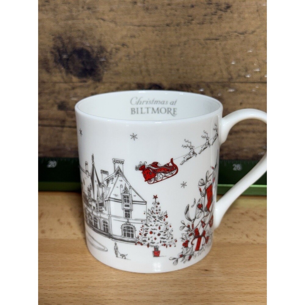 🔥Victoria Eggs Coffee Mug Cup Biltmore Christmas Scene Santa Sleigh Exclusive